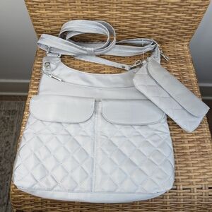 Travelon Gray Quilted Shoulder Crossbody Bag With Wristlet Wallet Organizer NWT